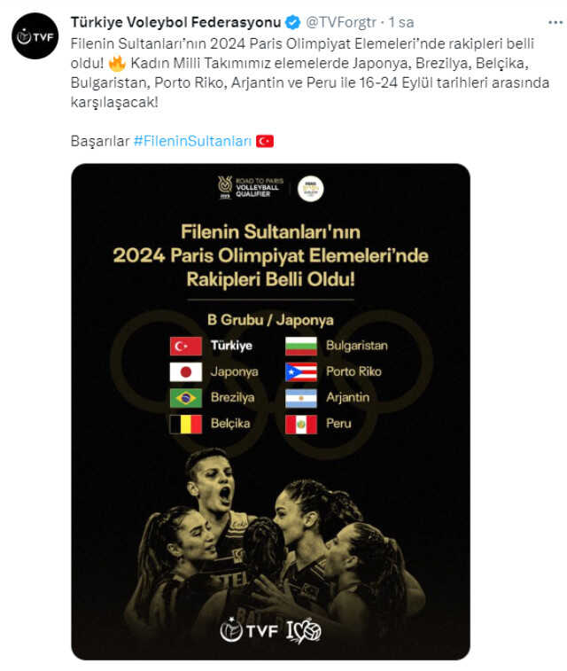 Lokum gibi Olimpiyat kurası! Filenin Sultanları için yol açık