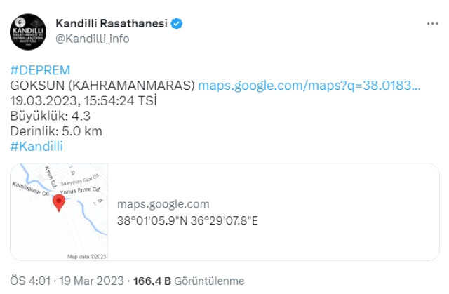 Kahramanmaraş'ta 2 dakikada iki deprem! 4.4 ve 4.1 ile sallandılar Kahramanmaraş'ta 2 dakikada iki deprem! 4.4 ve 4.1 ile sallandılar