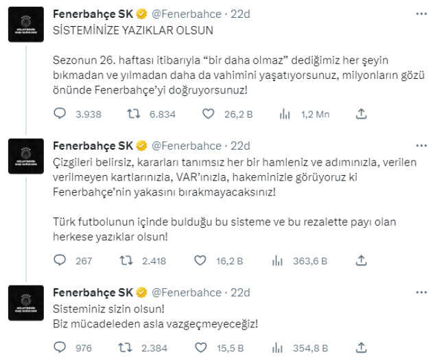 Maç oynanırken Fenerbahçe'den zehir zemberek açıklama: Yazıklar olsun