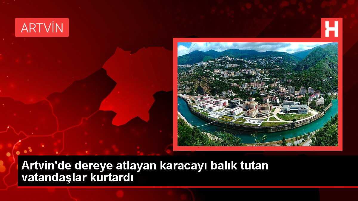 Artvin'de dereye atlayan karacayı balık tutan vatandaşlar kurtardı