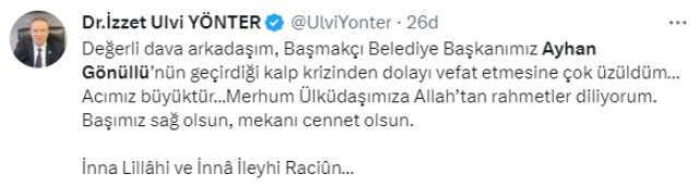 MHP'li Belediye Başkanı hayatını kaybetti MHP'li Belediye Başkanı hayatını kaybetti