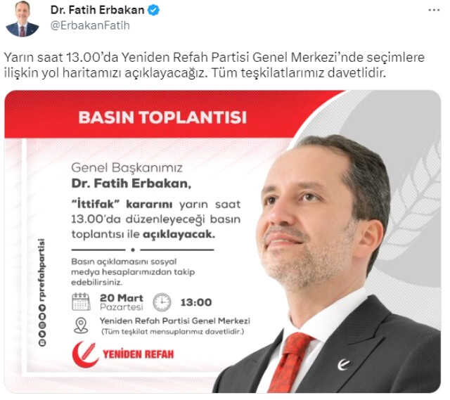 Yeniden Refah Partisi Cumhur İttifakı'na katılacak mı? Kulisler bu iddia ile çalkalanıyor