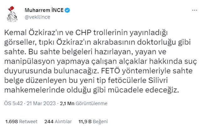 Muharrem İnce'yi küplere bindiren AK Parti iddiası! Suç duyurusunda bulunmaya hazırlanıyor Muharrem İnce'yi küplere bindiren AK Parti iddiası! Suç duyurusunda bulunmaya hazırlanıyor