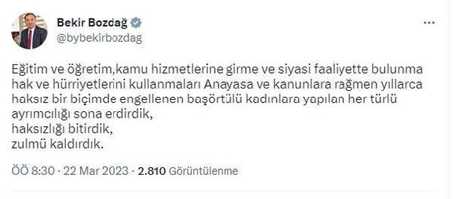 Bakan Bozdağ'dan, okul müdürüne başörtüsü tepkisi: Çağdaş yobazlık