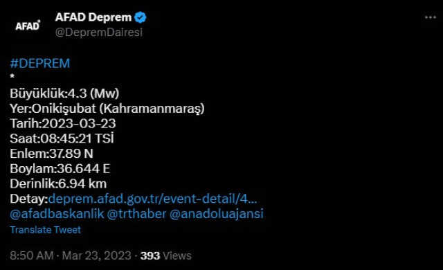 Kahramanmaraş'ta deprem mi oldu? Az önce Maraş'ta deprem oldu mu? SON DAKİKA! Bugün Maraş'ta deprem mi oldu? Kandilli son depremler listesi!