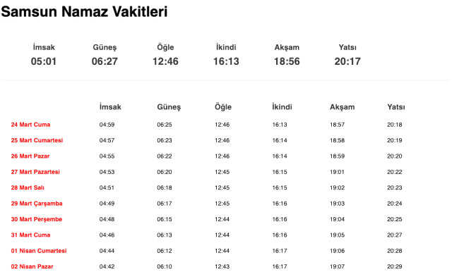 Samsun akşam ezanı saat kaçta, iftar ne zaman? 23 Mart Samsun imsakiye! Samsun iftara ne kadar kaldı?