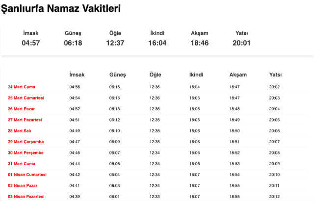 Şanlıurfa sahur ne zaman, saat kaçta? 23 Mart Urfa imsak vakti! Urfa sabah ezanı saat kaçta okunuyor?
