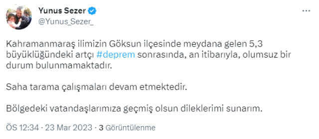 Son Dakika: Kahramanmaraş'ta 5.3 büyüklüğünde deprem