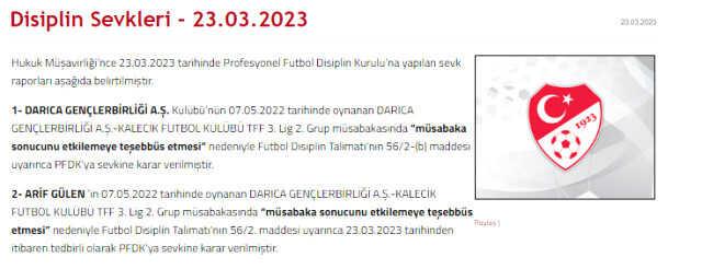 TFF resmen hareke geçti! Darıca Gençlerbirliği ve eski başkanı şike teşebbüsü nedeniyle PFDK'ya sevk edildi