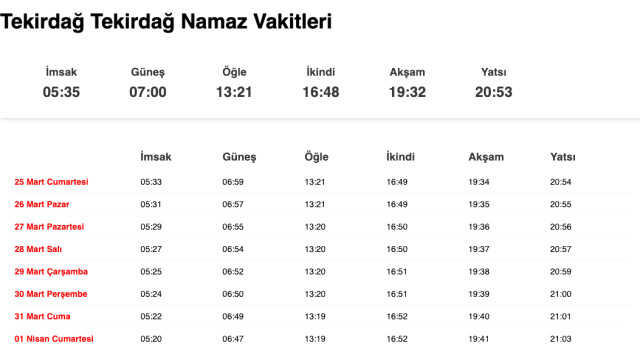 Tekirdağ, Sakarya, Yalova sahur ne zaman, saat kaçta? 25 Mart Tekirdağ, Sakarya, Yalova imsak vakti! Tekirdağ, Sakarya, Yalova sabah ezanı saat kaçta?