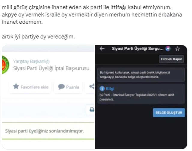 Yeniden Refah'ın Cumhur İttifakı'na katılmasının ardından istifalar başladı! e-Devlet üzerinden üyelik iptali yapıyorlar