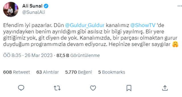 Ali Sunal'da Güldür Güldür açıklaması: Bir yere gittiğimiz yok, git diyen de yok