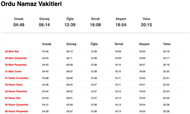Samsun, Ordu akşam ezanı saat kaçta? 27 Mart Samsun, Ordu ezan vakitleri! Samsun, Ordu iftar ne zaman?