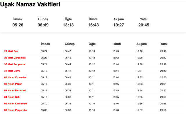 Tokat, Tunceli, Uşak akşam ezanı saat kaçta? 27 Mart Tokat, Tunceli, Uşak ezan vakitleri! Tokat, Tunceli, Uşak iftar ne zaman?