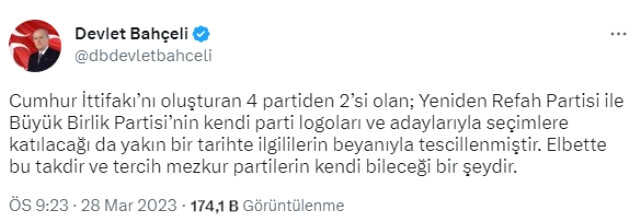 MHP, AK Parti ile ortak listeyle mi seçime gidecek? Bahçeli'den merak edilen soruya yanıt MHP, AK Parti ile ortak listeyle mi seçime gidecek? Bahçeli'den merak edilen soruya yanıt