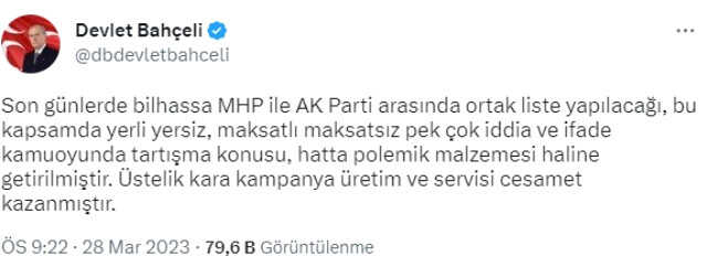 MHP, AK Parti ile ortak listeyle mi seçime gidecek? Bahçeli'den merak edilen soruya yanıt MHP, AK Parti ile ortak listeyle mi seçime gidecek? Bahçeli'den merak edilen soruya yanıt