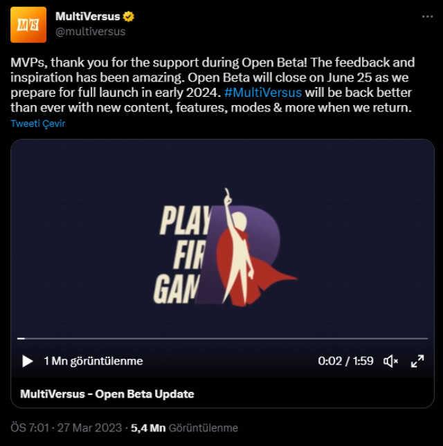 MultiVersus'un Açık Betası Haziran'da kapanıyor MultiVersus'un Açık Betası Haziran'da kapanıyor