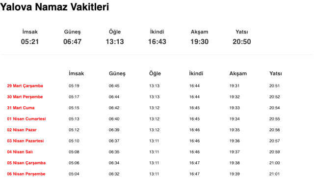 Tekirdağ, Sakarya, Yalova akşam ezanı saat kaçta? 28 Mart Tekirdağ, Sakarya, Yalova ezan vakitleri! Tekirdağ, Sakarya, Yalova iftar ne zaman?