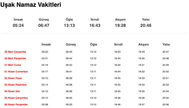 Tokat, Tunceli, Uşak akşam ezanı saat kaçta? 28 Mart Tokat, Tunceli, Uşak ezan vakitleri! Tokat, Tunceli, Uşak iftar ne zaman?