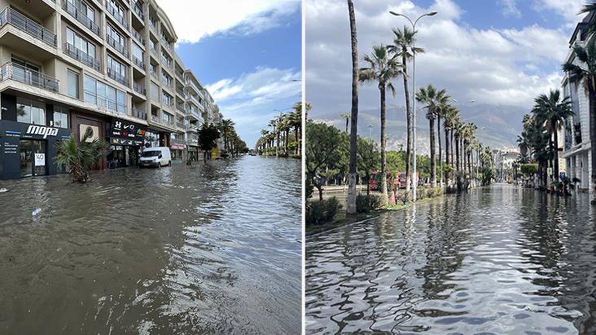 Depremin yerle bir ettiği İskenderun'da çile bitmiyor! Deniz bir kez daha taştı, cadde ve sokakları su bastı