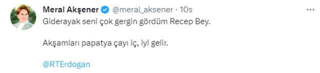Akşener'in Cumhurbaşkanı Erdoğan'a yönelik 'Papatya çayı iç' sözlerine, AK Parti'den zehir zemberek açıklama Akşener'in Cumhurbaşkanı Erdoğan'a yönelik 'Papatya çayı iç' sözlerine, AK Parti'den zehir zemberek açıklama