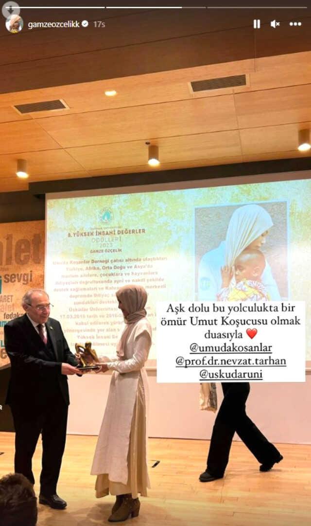 Gamze Özçelik, Örnek Kişi Ödülü'ne layık görüldü