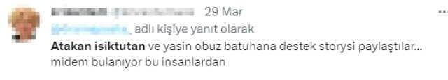 Şiddet iddiasıyla gündeme gelen Batuhan Karacakaya'ya destek olan Atakan Işıktutan ve Yasin Obuz'a tepki