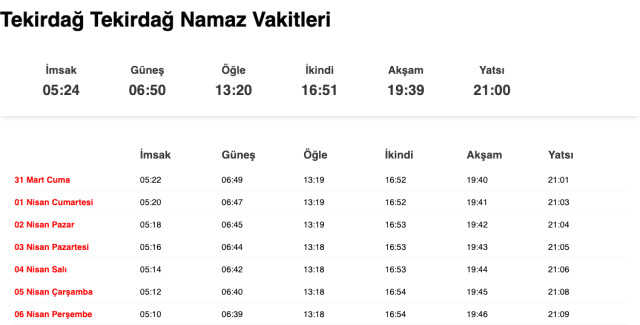 Tekirdağ, Sakarya, Yalova sahur ne zaman, saat kaçta? 31 Mart Tekirdağ, Sakarya, Yalova imsak vakti! Tekirdağ, Sakarya, Yalova sabah ezanı saat kaçta?