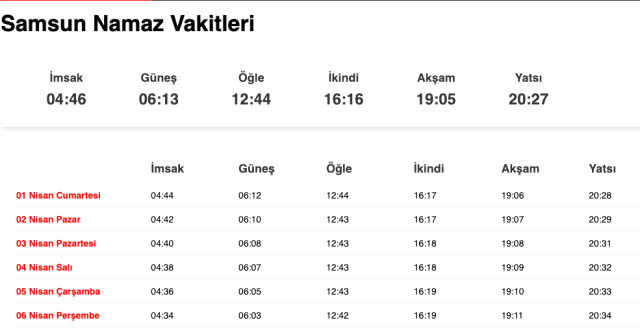Samsun, Sinop sahur ne zaman, saat kaçta? 31 Mart Samsun, Sinop imsak vakti! Samsun, Sinop sabah ezanı saat kaçta okunuyor?