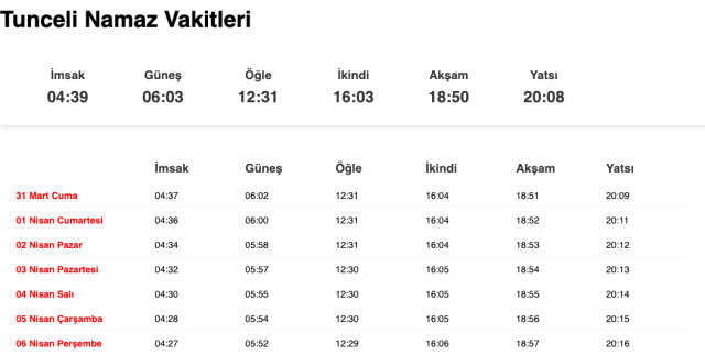 Tokat, Tunceli, Uşak akşam ezanı saat kaçta? 31 Mart Tokat, Tunceli, Uşak ezan vakitleri! Tokat, Tunceli, Uşak iftar ne zaman?