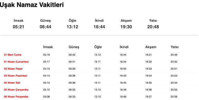 Tokat, Tunceli, Uşak akşam ezanı saat kaçta? 31 Mart Tokat, Tunceli, Uşak ezan vakitleri! Tokat, Tunceli, Uşak iftar ne zaman?