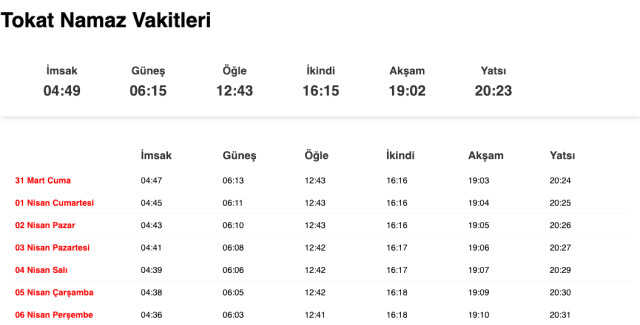 Tokat, Tunceli, Uşak akşam ezanı saat kaçta? 31 Mart Tokat, Tunceli, Uşak ezan vakitleri! Tokat, Tunceli, Uşak iftar ne zaman?