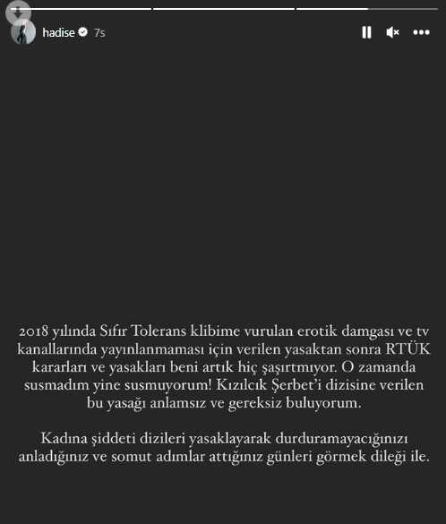 Hadise'den Kızılcık Şerbeti'ne ceza veren RTÜK'e tepki: Anlamsız ve gereksiz