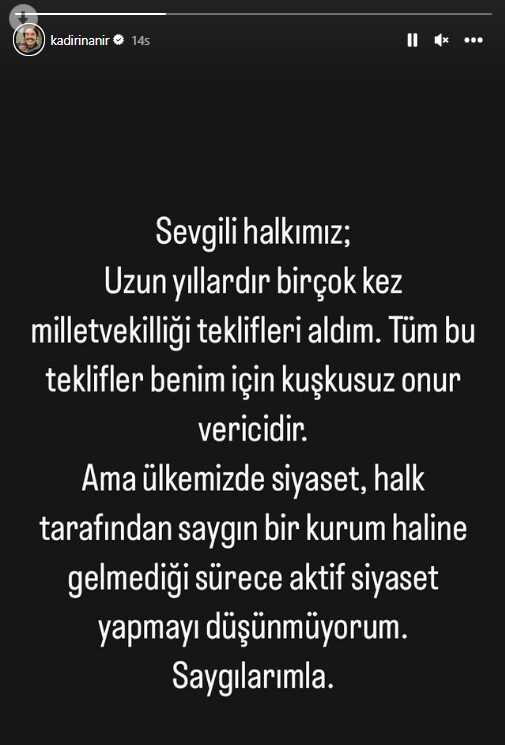 Kadir İnanır, Yeşil Sol Parti'den milletvekili adayı olacağı iddiasını yalanladı