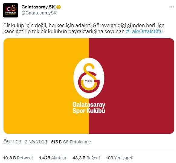 Galatasaray'dan derbi sonrası paylaşım: Lale Orta istifa