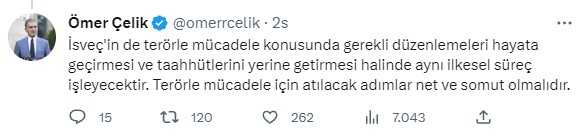 AK Parti'li Çelik: Finlandiya'yı NATO'ya üyeliği sebebiyle tebrik ediyoruz