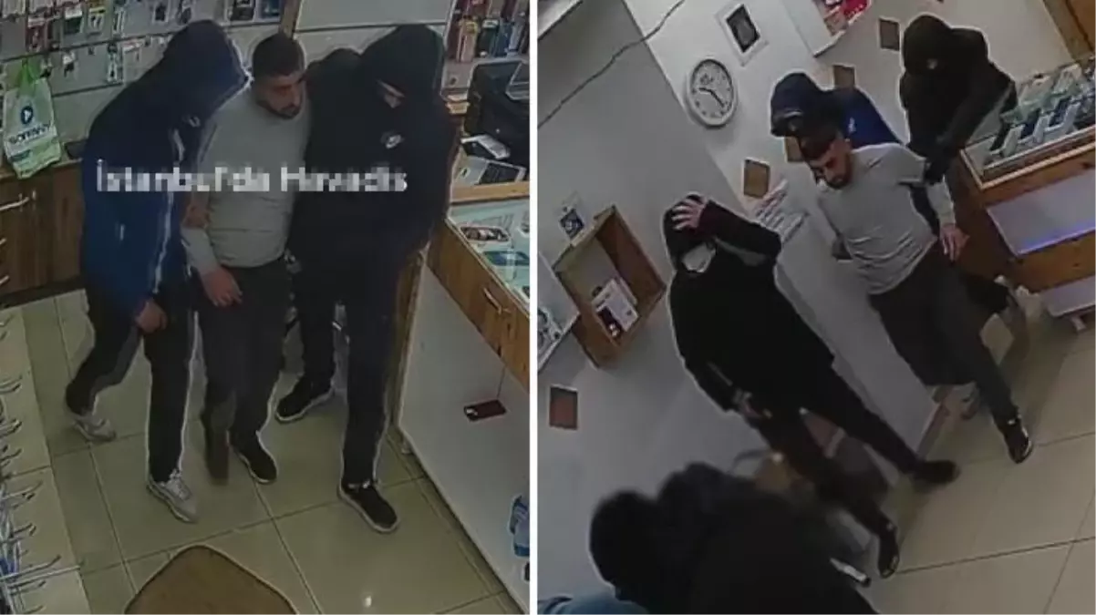 Maskeli grup dükkana girip telefoncuyu böyle kaçırdı! 'Pardon, birine benzettik' deyip bıraktılar