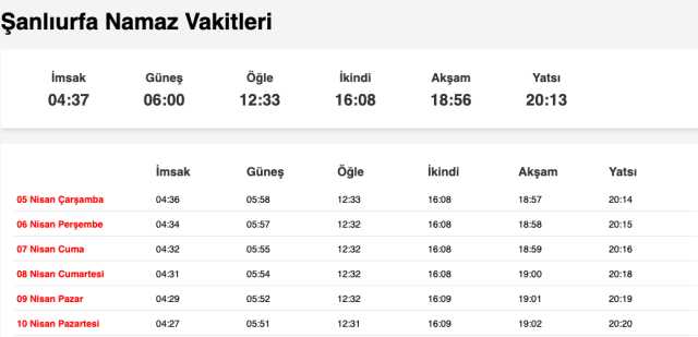 Şanlıurfa, Siirt, Şırnak akşam ezanı saat kaçta? 4 Nisan Urfa, Siirt, Şırnak ezan vakitleri! Urfa, Siirt, Şırnak iftar ne zaman?