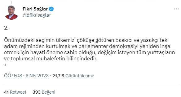 Eski Bakan Fikri Sağlar: 3 Nisan'da Kılıçdaroğlu ve İnce arasında bir uzlaşma görüşmesi gerçekleştirdim