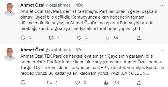 Ahmet Özal'a sosyal medya ekibinden büyük darbe! Maaşlarını alamayınca art arda paylaşımlar yaptılar