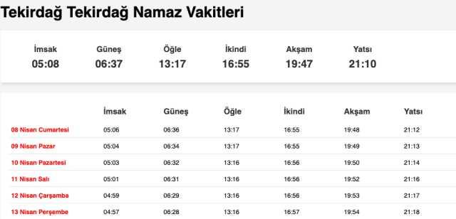 Tekirdağ, Sakarya, Yalova akşam ne zaman, saat kaçta? 7 Nisan Tekirdağ, Sakarya, Yalova namaz vakti! Tekirdağ, Sakarya, Yalova akşam ezanı saat kaçta?