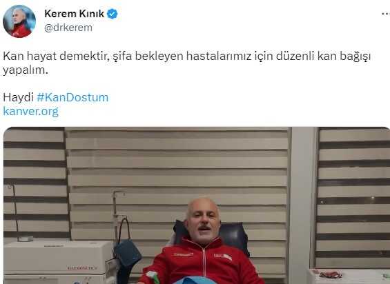 Kızılay Başkanı Kerem Kınık kan bağışı yaptığı anları paylaştı, herkes aynı yorumu yaptı