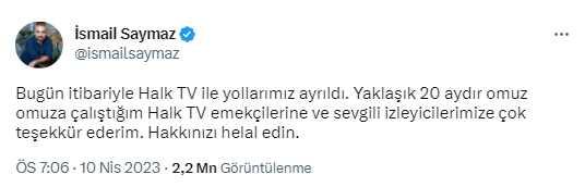 İsmail Saymaz Halk TV'den ayrıldı! İşte yeni adresi