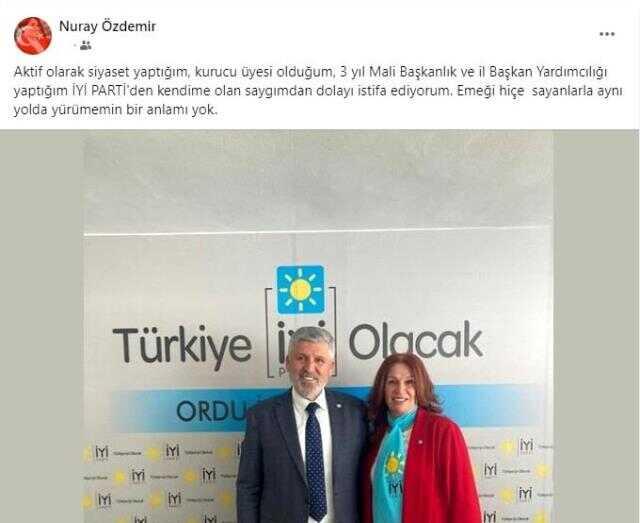 İYİ Parti'de İdris Naim Şahin depremi! Parti kurucusu Nuray Özdemir görevinden istifa etti
