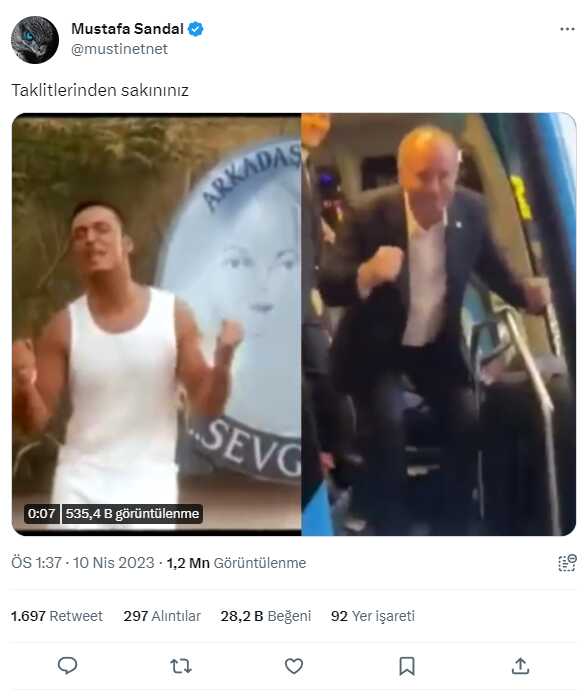 Mustafa Sandal'dan Muharrem İnce paylaşımı! İkonik dansını yayınlayıp 'Taklitlerinden sakınınız' dedi
