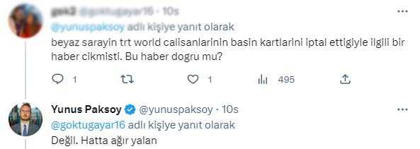 ABD'nin TRT World çalışanlarının basın kartlarını iptal ettiği iddiası yalanlandı