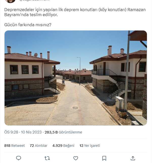 Fotoğrafın deprem bölgesinde yapılan konutlara ait olduğu iddiası