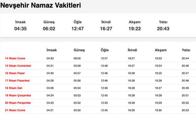 Nevşehir, Niğde, Osmaniye sahur saat kaçta? 13 Nisan Nevşehir, Niğde, Osmaniye imsak vakti! Nevşehir, Niğde, Osmaniye sabah ezanı saat kaçta?