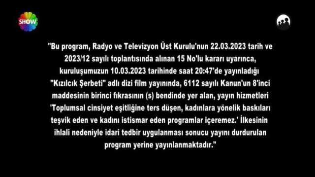 Kızılcık Şerbeti yayını özet sırasında durduruldu! Dizi yerine İslamofobi belgeseli yayınlandı