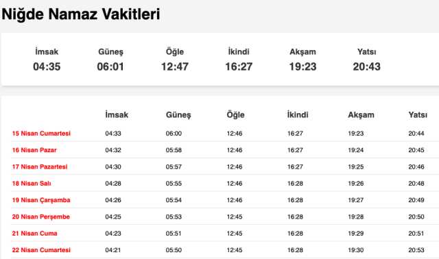 Nevşehir, Niğde, Osmaniye sahur saat kaçta? 14 Nisan Nevşehir, Niğde, Osmaniye imsak vakti! Nevşehir, Niğde, Osmaniye sabah ezanı saat kaçta?